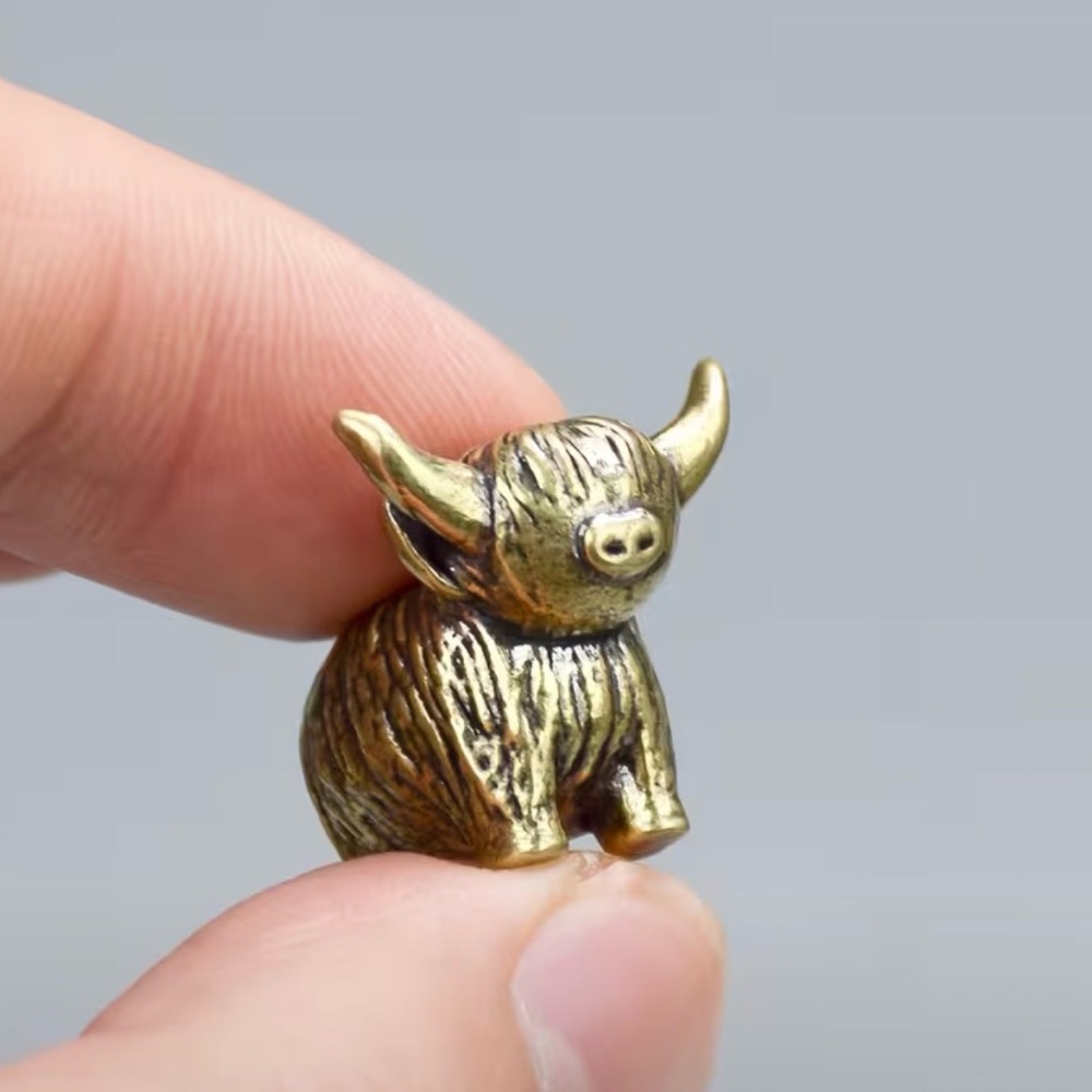 Miniature Brass Highland Cow Figurine #142